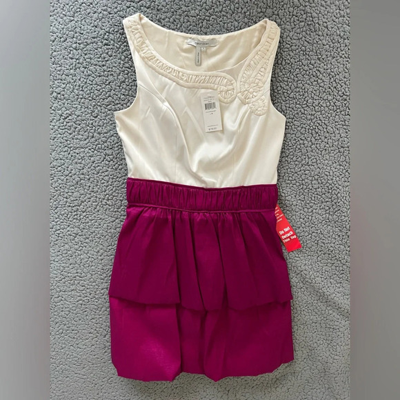Max and Cleo Jessica Cocktail Dress NWT size 8 Cranberry Pink & Cream Satin - Picture 6 of 11